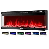 Elektrokamin mit Heizung Heizlüfter energiesparend 1500W Elektro Kamin mit Heizung Kaminillusion Flammeneffekt Elektrischer Heizung Fernbedienung Elektroheizung geräuscharm Kaminofen