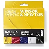 Winsor & Newton 2190618 Galeria Acrylfarben Set Process – 5x60ml – hochwertige Acrylfarbe, deckend, brillant, lichtbeständig, Künstler Acrylfarben, vielseitig, ideal für Leinwand und Papier