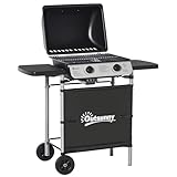 Outsunny 2 Brenner Gasgrill Gasgrill Propan Gasgrill BBQ Grill 5,6 kW mit Seitenablagen Rollen