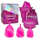 Menstruationstasse SPORT CUP ALL-IN-ONE SET von BOLTEX MEDICAL. Für AKTIVE FRAUEN. Enthält Sterilisator zur Reinigung, 3 Menstruationstassen SPORT CUP: Größen S, M, L und Aufbewahrungstasche