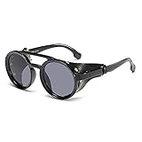 SHEEN KELLY Gothic Motorrad Sonnenbrille Vintage runde Sonnenbrille Wrap Side Shield Retro Steampunk Sonnenbrille Männer Frauen