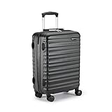 Amazon Basics Leichter Hartschalen-Trolley mit Schwenkrollen - 55cm Kompakter Handgepäck Koffer, für Ryanair und die Meisten Anderen Billigfluglinien genehmigt, Schwarz