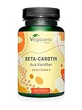 Beta Carotin Kapseln | Preis-Leistungs-Sieger 2024* | 100% natürlich aus Karotten Extrakt | Bräunungskapseln - Augen* | Deutsche Produktion Vegavero® | Laborgeprüft, vegan, ohne Zusätze | 180 Kapseln