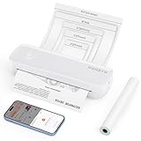 MUNBYN Mobiler Drucker Bluetooth Thermodrucker A4 203DPI Inkless Printer Kompatibel mit Android & iOS für Handy & Laptop, Unterstützt 210x297mm A4 Thermopapier, Tragbar, ITP04, Weiß