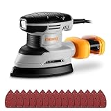 Deltaschleifer Schleifmaschine mit Absaugung für Holz: DEKOPRO Dreieckschleifer 13000 RPM 180W mit 15 Schleifpapier – Ideal für Schleifen,Polieren,Entfernen, Holzwerkstatt DIY