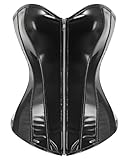 KUOSE Damen Body Shaper Dessous Gothic PVC Kunstleder Corsage Mieder Top Schwarz