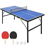 GarveeLife Tragbare Tischtennisplatte, Indoor/Outdoor Ping Pong Tisch für Erwachsene/Jugendliche, Tischtennisplatte mit 2 Tischtennisschlägern und 3 Bällen, 5 Minuten Montage, 60 x 26 x 27,5 Zoll