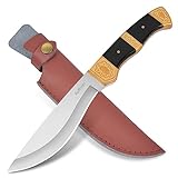 AuRiver Outdoor Survival Messer, Feststehende Klinge Camping Messer, Scharf Jagdmesser mit Lederscheide, Gürtelmesser für Camping, Wandern