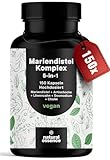 Mariendistel Artischocke Löwenzahn Komplex Hochdosiert - 150 Kapseln - 5-in-1 Leber Kur Komplex mit Mariendistel + Artischocke + Löwenzahn + Desmodium + Cholin - Vegan Laborgeprüft