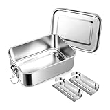 Fegtrtyoa 28oz Bento-Box, Lunchbox Aus Edelstahl für Teenager, Metall-Bento-Box mit 2 Flexiblen Fächern, 850ml Lunchbox