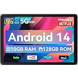 Whitedeer Tablet, Tablet 10 Zoll, Android Tablet mit 10GB RAM 128GB ROM, Octa-Core, HD IPS Touchscreen, 5000mAh Akku, WiFi 6, Bluetooth 5.0, Dual Kamera, Face ID, Google-Zertifiziert, Schwarz