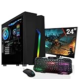 SYSTEMTREFF Basic Gaming Komplett PC Set AMD Ryzen 7 5700G 8x4.6GHz | AMD Radeon RX Vega 8 4K HDMI DX12 | 512GB M.2 NVMe | 16GB DDR4 RAM | WLAN Desktop Paket Computer für Gamer, Gaming