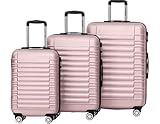 TRVLMORE Koffer & Trolleys - Koffer Set - Kofferset 3 Teilig Hartschale, Gepäck-Sets, Hartschalenkoffer Set, Reisekoffer Set, Koffer Set 3 Stück, Handgepäck Koffer 55x40x20cm, Luggage, Rosa