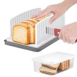 PTSUPLES Brotschneider mit Box, 2-in-1 Brotschneider und Brotbox, brotschneidemaschine klappbar, Krümelauffangschale – geeignet für hausgemachtes Brot und Kuchen