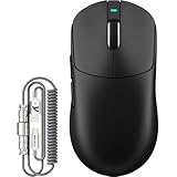 ATTACK SHARK X8 Plus Kabellose Gaming-Maus mit C06 Ultra LED-Kabel, 55g SUPERLEICHT, für große Hände, PixArt PAW3395PRO Sensor, BT/2.4G Wireless/USB, 40000 DPI, 500mAh Akku (Schwarz)