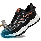 YEKOYIOO Arbeitsschuhe Sicherheitsschuhe Herren Damen Leicht Stahlkappenschuhe Herren Arbeitssicherheitsschuhe Atmungsaktiv rutschfeste Arbeits- & Berufsschuhe Braun 44 EU