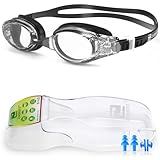 ZABERT Schwimmbrille, W5 Schwimmbrillen für Erwachsene Herren Damen Männer Frauen Kinder 8+ Jahre Schwimmen Brille Antibeschlag UV Schutz Groß Wettkämpfe Schwimmbrille Schwarz Klar Klare Gläser Clear