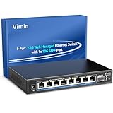 VIMIN 8-Port 2,5G Web Managed Ethernet Switch mit 10G SFP, 9-Port 2,5 Gigabit Smart Network Switch Managed Unterstützt VLAN/QoS/IGMP/Static Aggregation, Desktop/Wandmontage, Arbeit für 2,5G NAS
