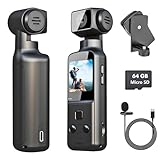 IXROAD 4K Bodycam Körperkamera, Vlog/POV Kamera mit 270° Drehbares Objektiv, Pocket Action Cam mit Externem Mikrofon, Clip und 64 GB TF-Karte