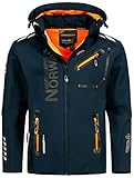 Geographical Norway Herren Frühlings Jacke Softshell Jacke Outdoor Regen Übergangs Jacke Sportjacke FVS Produktion H-H, Farbe:Navy, Größe:XL