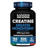 Bandini® Creatine Monohydrate 500 Tabletten MERCURY FREE - Reines Kreatin Monohydrat in Mikronisierter Qualität optimal Hochdosiert - Ohne Zusätze, 100% vegan, laborgeprüft - Für 166 Anwendungen