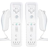 TechKen Wii Controller Set,Remote für Wii mit Motion Plus und Nunchuk Fernbedienung für Wii Kontroller mit Nunchuck Silikonhülle Handschlaufe