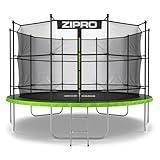 ZIPRO JumpPro IN Trampolin Outdoor, Gartentrampolin für Kinder, mit Innennetz, Wetterfest, UV-Schutz, Einfache Montage, Belastbar 100-150 kg, Ø 183/252/312/374/435/496 cm