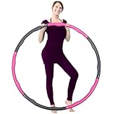 1,8kg Gewicht Hula Hoop Reifen Erwachsene Hullahub Reifen zum Abnehmen mit Wellendesign für fortgeschrittene 6 Teiliger und 100 cm Fitnessgerät für Zuhause Hoola Hoop Fitness (1,8kg Grau-Pink)