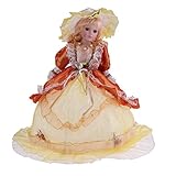 Porzellanpuppe Dekofigur - Viktorianische Damen Figur im Kleidung - : 45cm , Gelbes Kleid