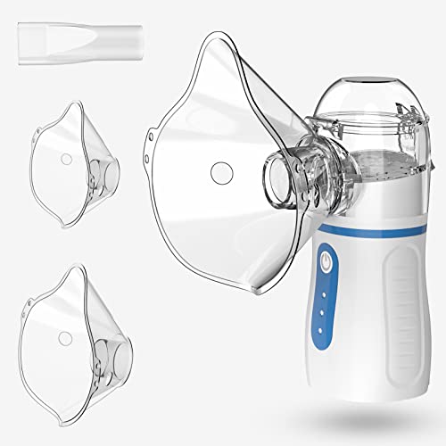 Inhalator Vernebler, Tragbarer und Geräuscharmer Inhaliergerät,Inhalationsgerät für Kinder und Erwachsene, Inhalieren zur Effektiven Behandlung von Atemwegserkrankungen, mit Mundstück und 2 Masken
