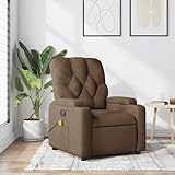 Homgoday Massagesessel Fernsehsessel Relaxsessel mit Liegefunktion Liegesessel Ruhesessel Polstersessel Sessel Verstellbare Rückenlehne & Fußteil | Vibrationsfunktion Braun Stoff