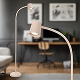 BRILONER - Stehlampe mit Fußtaster, schwenkbar, GU10, max. 9W, Leselampe, Wohnzimmerlampe, Schlafzimmer Deko, Deckenfluter, Standleuchte, Stehleuchte, Bogenlampe, 21x127,5 cm, Beige