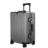 VALCLA Reisekoffer Hartschalenkoffer mit Aluminiumrahmen, Universal-Radkoffer, Business-Boarding-Koffer mit großer Kapazität Weichschalenkoffer (Color : A, Size : 22in)