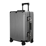 VALCLA Reisekoffer Hartschalenkoffer mit Aluminiumrahmen, Universal-Radkoffer, Business-Boarding-Koffer mit großer Kapazität Weichschalenkoffer (Color : A, Size : 22in)