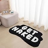 FPYWO Get Naked Badematte, Get Naked lustige Badematten für Badezimmer, schwarz-weiß, Badezimmer-Dekoration, niedliche Badezimmerteppiche, rutschfeste Mikrofaser, saugfähig, 50.8x85.1 cm, Schwarz