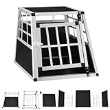 Juskys Alu Hundetransportbox M - 69x54x51 cm - Auto Hundebox robust & pflegeleicht - Gittertür verschließbar - Aluminium Transportbox für Hunde