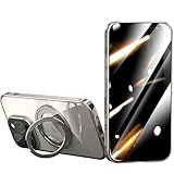 QANXGOG Anti-Peeping-Hülle für iPhone 16 Pro Max/16 Pro/16 Plus/16, Rahmen Aus Aluminiumlegierung, 360°-Rundumschutz mit 360° Drehbarem Ständer,Natural Titanium,16 Pro