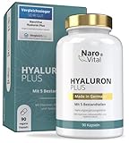 Hyaluronsäure Kapseln | Hochdosiert mit 500 mg Hyaluron pro veganer Kapsel | Molekulargewicht 500-700 kDa | 90 Kapseln (3 Monate) | Unterstützung für Haut, Gelenke & Anti-Aging