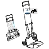 ATHLON TOOLS Aluminium Transportkarre klappbar - extra langer Teleskopgriff 110 cm - Ladefläche mit Anti-Rutsch-Pads - Leichtgängige Räder mit Soft-Laufflächen - inkl. 2 Expanderseilen - Modell 2024