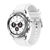 Samsung Galaxy Watch4 Classic, Runde LTE Smartwatch, Wear OS, drehbare Lünette, Fitnessuhr, Fitness-Tracker, 42 mm, Silver