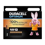 Duracell Optimum Batterien AAA, 12 Stück, bis zu 100 % Extra Power oder zusätzliche Leistung