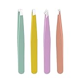 4 Pcs Profi Pinzette zum Augenbrauen, Edelstahl Präzisions Augenbrauen Clip Trimmer mit Aufbewahrungstasche, Anti-Rutsch Beschichtung, für Gesicht, Braue, Kinn