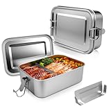 Ouxayapl 850ml Brotdose Edelstahl, Edelstahl Brotdose mit 2 Fächern, Brotdose Metall Auslaufsicher,BPA-frei für Picknick, Schule, Arbeit