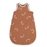 Ehrenkind® Baby Sommerschlafsack Rund Musselin 0.5 TOG | aus weicher OEKO-TEX zertifizierter Bio-Baumwolle | Sommer Baby Schlafsack Baby 0.5 TOG Gr. 86/92 Zimt Gemustert