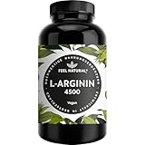 L-Arginin - 365 vegane Kapseln - 4500mg pflanzliches L Arginin HCL aus Fermentation (davon 3750mg pures L-Arginin) je Tagesdosis - Hochdosiert, ohne Zusätze, laborgeprüft, in Deutschland produziert