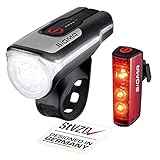 Sigma LED Fahrradlicht Set Aura 80 und Blaze | StVZO zugelassenes, akkubetriebenes Vorderlicht und Rücklicht mit Bremsfunktion | wetterfestes, wiederaufladbares Beleuchtungsset