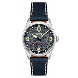 AVI-8 Spitfire Smith Automatikuhr für Herren, 42 mm, Peanuts, Snoopy Flying Ace, limitierte Auflage, Lederarmband, AV-4134, Beagle-Blau