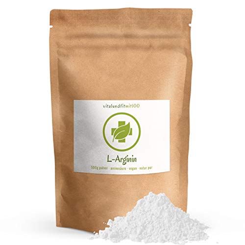 L-Arginin Base Pulver - 500g - nicht-essentielle Aminosäure - pflanzl. Ursprung, gewonnen durch Fermentation - 100% vegan - Reinsubstanz - glutenfrei - laktosefrei - OHNE Hilfs- u. Zusatzstoffe