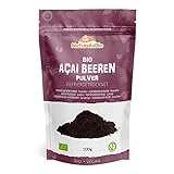 Acai Pulver Bio 100g - Gefriergetrocknet - Pure Organic Acai Berry Powder (Freeze-Dried) aus Brasilien, Getrocknet, Rohkost und Extrakt aus Pulp der Acai-Beeren Frucht. NaturaleBio