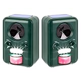 2 x Sparpack - VOSS Sonic 2000 | Ultraschall Abwehr & Tier-Vertreiber mit Solar, Blitz, Akku | Katzenschreck, Hundeschreck, Marderschreck | Deutscher Hersteller